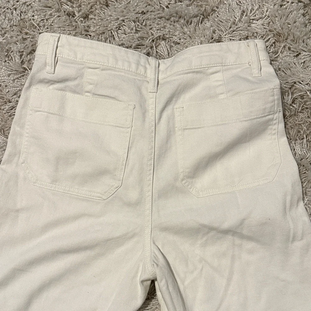 Quince White Cotton Wide Leg Cropped Pants 27 Minimalist Classic Nautical